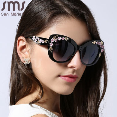 Unique  Flower Sunglasses Women Vintage Cat Eye Sun Glasses UV400 Shades Retro Square Goggles Eyewear Gafas De Sol