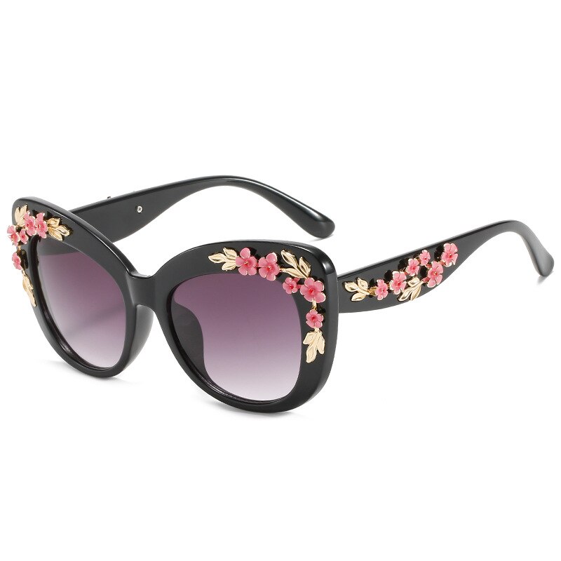 Unique  Flower Sunglasses Women Vintage Cat Eye Sun Glasses UV400 Shades Retro Square Goggles Eyewear Gafas De Sol