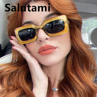 Unique Orange Square Sunglasses For Women  Brand Elegant Gradient Uv400 Sun Glasses Men Hip Hop Black Green Eyewear