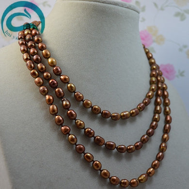 Negozio di gioielli di perle uniche Collana di perle lunghe 120 cm Collana di perle naturali di colore marrone Gioielleria raffinata da donna 