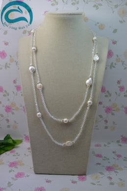 Negozio di gioielli di perle uniche Collana di perle lunghe 120 cm Collana di perle di cristallo di perle bianche Gioielleria raffinata da donna 