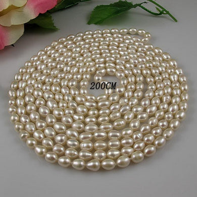 Negozio unico di gioielli di perle, collana di perle lunghe 200 cm. Collana di perle bianche AA 5-6 mm, regalo perfetto per la nascita di una donna 