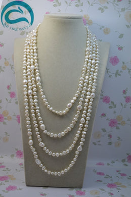 Unique Pearls jewellery Store 200cm Long Pearl Necklace White Color Natural Pearl Necklace Woman Fine Jewelry