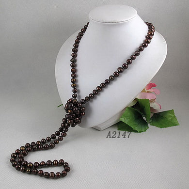 Negozio unico di gioielli con perle, collana di perle rotonde di patate da 8-9 mm, gioielli di perle lunghe 120 cm, regalo perfetto per le feste di una signora 