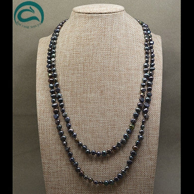 Unique Pearls jewellery Store AAA High Quality natural Pearl Necklace For Women 120cm Black Color Long Pearl Jewelry