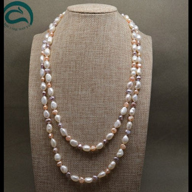 Negozio di gioielli di perle unico Collana di perle naturali di alta qualità AAA per donna Gioielli di perle lunghe multicolori da 120 cm 