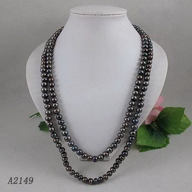 Unique Pearls jewellery Store,Black AA 8-9MM Pearl Necklace,120cm Long Pearl Jewellery,Perfect Lady's Party Gift