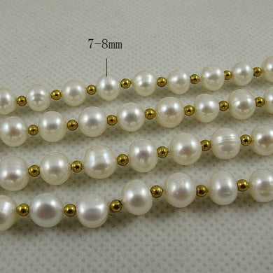 Negozio unico di gioielli con perle, collana di perle dorate da 3 mm di perle bianche di colore naturale, gioielli con perle lunghe 150 cm 