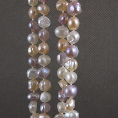 Unique Pearls jewellery Store,Natural Color White Pink Purple Baroque Pearl Necklace,120cm Long Jewellery