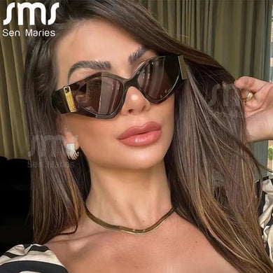 Unique Polygon Cat Eye Sunglasses For Women  Brand Wide Frame Gradient Sun Glasses Female Shades Eyewear