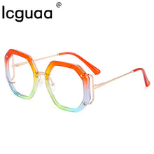 Carica l'immagine nel visualizzatore di Gallery, Unique Polygon Rainbow Anti-blue Light Clear Eyeglasses For Women 2023  Brand Square Computer Prescription Glasses