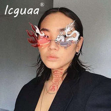Carica l&#39;immagine nel visualizzatore di Gallery, Unique Rimless Dragon Phoenix Shape Glasses Party Funny Sunglasses Frameless Colorful Sun Glasses Men Cool Shades