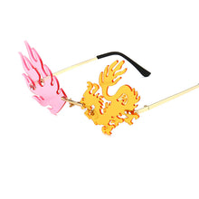Carica l&#39;immagine nel visualizzatore di Gallery, Unique Rimless Dragon Phoenix Shape Glasses Party Funny Sunglasses Frameless Colorful Sun Glasses Men Cool Shades