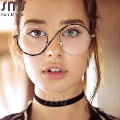 Montature per occhiali ottici rotondi unici in metallo con mezza montatura anti luce blu Occhiali da vista per uomo e donna per computer