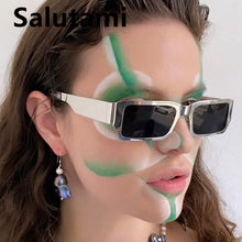Load image into Gallery viewer, Unique Stainless Steel Small Square Hip Hop Sunglasses For Women Vintage Gradient Cool Sun Glasses Men Retro Punk Silver Eyewear