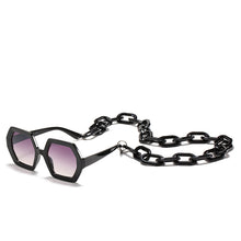 Load image into Gallery viewer, Unique Sunglasses Chain Set For Women 2023  Brand Polygon Square Sun Glasses Female Vintage Punk Eyewear Beige Men Shades