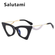 Load image into Gallery viewer, Unique Triangle Cat's Eye Eyeglasses For Women Vintage Leopard Print Sunglasses Female Alloy Sun Glasses Beige Shades Clear Lens