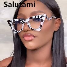 Load image into Gallery viewer, Unique Triangle Cat's Eye Eyeglasses For Women Vintage Leopard Print Sunglasses Female Alloy Sun Glasses Beige Shades Clear Lens