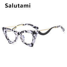 Load image into Gallery viewer, Unique Triangle Cat's Eye Eyeglasses For Women Vintage Leopard Print Sunglasses Female Alloy Sun Glasses Beige Shades Clear Lens