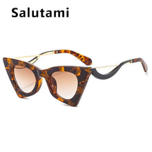 Load image into Gallery viewer, Unique Triangle Cat's Eye Eyeglasses For Women Vintage Leopard Print Sunglasses Female Alloy Sun Glasses Beige Shades Clear Lens