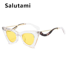 Load image into Gallery viewer, Unique Triangle Cat's Eye Eyeglasses For Women Vintage Leopard Print Sunglasses Female Alloy Sun Glasses Beige Shades Clear Lens