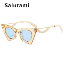 Load image into Gallery viewer, Unique Triangle Cat's Eye Eyeglasses For Women Vintage Leopard Print Sunglasses Female Alloy Sun Glasses Beige Shades Clear Lens