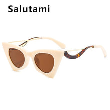 Load image into Gallery viewer, Unique Triangle Cat's Eye Eyeglasses For Women Vintage Leopard Print Sunglasses Female Alloy Sun Glasses Beige Shades Clear Lens