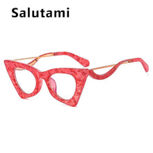 Load image into Gallery viewer, Unique Triangle Cat's Eye Eyeglasses For Women Vintage Leopard Print Sunglasses Female Alloy Sun Glasses Beige Shades Clear Lens