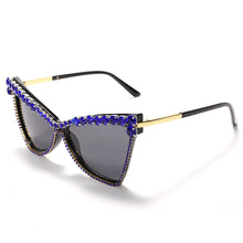 Load image into Gallery viewer, Unique Triangle Sunglasses Women  Crystal Punk Cat Eye Sun Glasses UV400 Shiny Rhinestone Shades Tint Eyewear