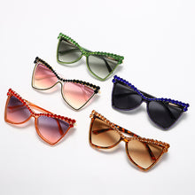Load image into Gallery viewer, Unique Triangle Sunglasses Women  Crystal Punk Cat Eye Sun Glasses UV400 Shiny Rhinestone Shades Tint Eyewear