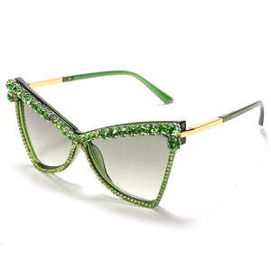 Unique Triangle Sunglasses Women  Crystal Punk Cat Eye Sun Glasses UV400 Shiny Rhinestone Shades Tint Eyewear