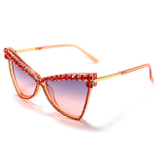 Load image into Gallery viewer, Unique Triangle Sunglasses Women  Crystal Punk Cat Eye Sun Glasses UV400 Shiny Rhinestone Shades Tint Eyewear