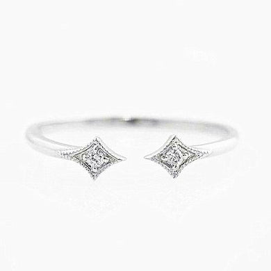 Unique Wedding Band Engagement Ring Natural Diamonds Stack Solid 14k White Gold Women Ainnversary Party Fine Jewelry Gift