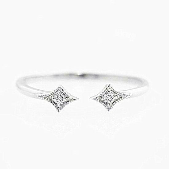 Unique Wedding Band Engagement Ring Natural Diamonds Stack Solid 14k White Gold Women Ainnversary Party Fine Jewelry Gift