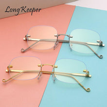 Carica l'immagine nel visualizzatore di Gallery, Occhiali da computer unisex anti raggi blu occhiali da gioco quadrati senza montatura vintage da uomo occhiali anti-affaticamento degli occhi con blocco della luce 