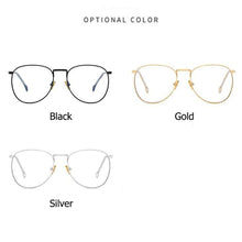 Load image into Gallery viewer, Unisex Big Round Frame Glasses Metal Eyeglasses Women Men Retro Optical Glasses Flat Mirror Eyewear