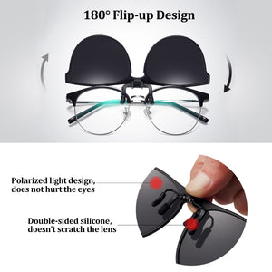 Unisex Clip-on Sunglasses Anti-Glare Driving Polarized Glasses With Flip Up Prescription Glasses UV400 Protection Glasses Clip