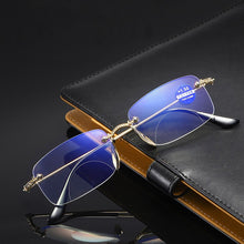 Load image into Gallery viewer, Unisex Frameless Reading Glasses Anti Blue Light Presbyopia Eyeglasses Far Sight Bifocal Spectacle Hyperopia Diopter Eyewear