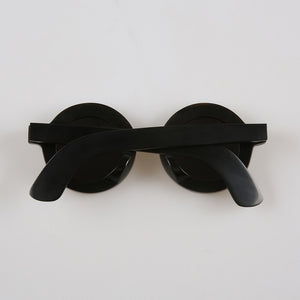 Unisex Funny Hip Hop Big Large Huge Wide Round Thick Frame Concave Surface Black Buffalo Horn Polarized Sunglasses for Men Women