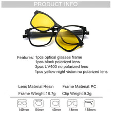 Load image into Gallery viewer, Unisex Glasses Retro Sunglasses With 5 Pcs Interchangeable Lenses for Men Women Unbreakable TR90 Frame Clip-on UV Protection Sun