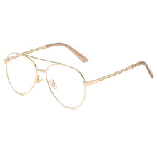 Load image into Gallery viewer, Unisex Golden Chain Pilot Eyeglasses Frame Clear Lens Spectacles Retro Classic Aviation Metal Glasses Frame for Men and Women