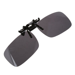 Unisex Gray Lens Rectangle Flip Up Driving Sunglasses Clip On Polarized Glasses