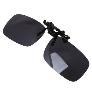 Unisex Gray Lens Rectangle Flip Up Driving Sunglasses Clip On Polarized Glasses