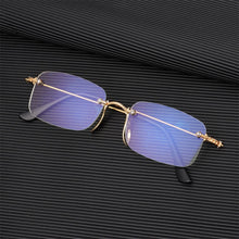 Carica l&#39;immagine nel visualizzatore di Gallery, Occhiali da lettura portatili unisex con montatura in metallo Occhiali da lettura a raggi blu anti-UV Occhiali da vista da lontano con taglio a diamante Occhiali da presbiopia 