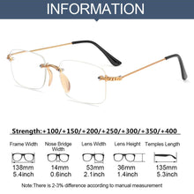 Carica l&#39;immagine nel visualizzatore di Gallery, Occhiali da lettura portatili unisex con montatura in metallo Occhiali da lettura a raggi blu anti-UV Occhiali da vista da lontano con taglio a diamante Occhiali da presbiopia 