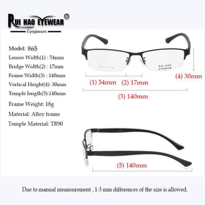 Unisex Rectangle Eyeglasses Frame Women Stainless Steel Glasses Frame and TR90 Temple Optical Frame Super Light Spectacles 865