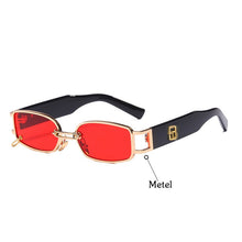 Load image into Gallery viewer, Unisex Rectangular Hip Hop Sunglasses Vintage Metal Square  Sun Glasses Men Women Rectangle Uv400 Brand Designer Eyewear