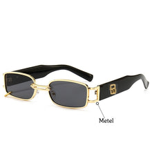 Load image into Gallery viewer, Unisex Rectangular Hip Hop Sunglasses Vintage Metal Square  Sun Glasses Men Women Rectangle Uv400 Brand Designer Eyewear