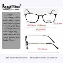 Carica l&#39;immagine nel visualizzatore di Gallery, Unisex Retro Eyeglasses Frame Super Light Optical Glasses Men Ultem Spectacles Women Frame 17037