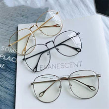 Load image into Gallery viewer, Unisex Retro Optical Glasses Big Round Metal Frame Flat Mirror Eyewear Women Men Transparent Lens Eyeglasses